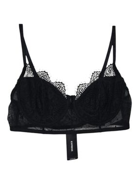Express Womens Black Romantic Sexy Semi Sheer Lace Wired Bra Size Small
